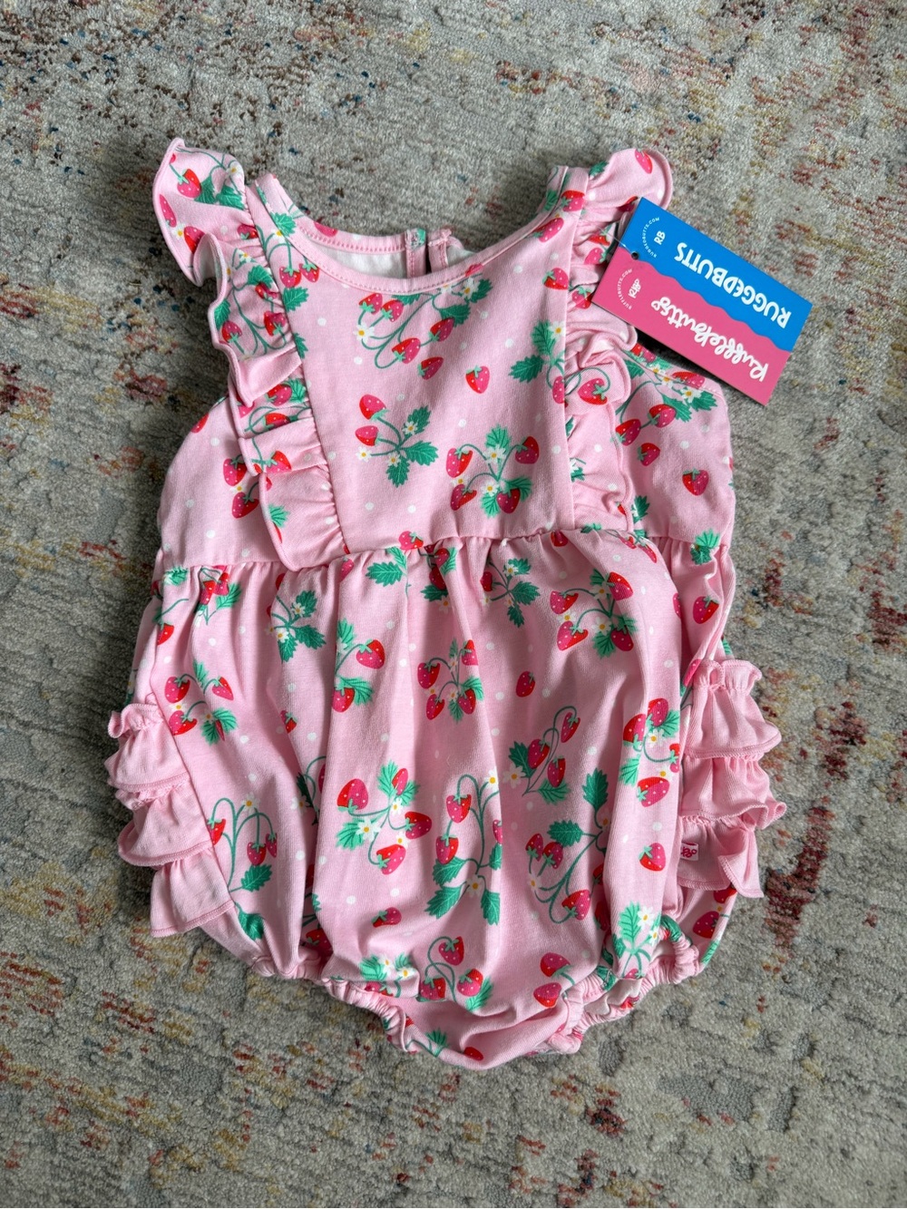 RuffleButts Strawberry Ruffle Bubble Romper 3-6M NWT